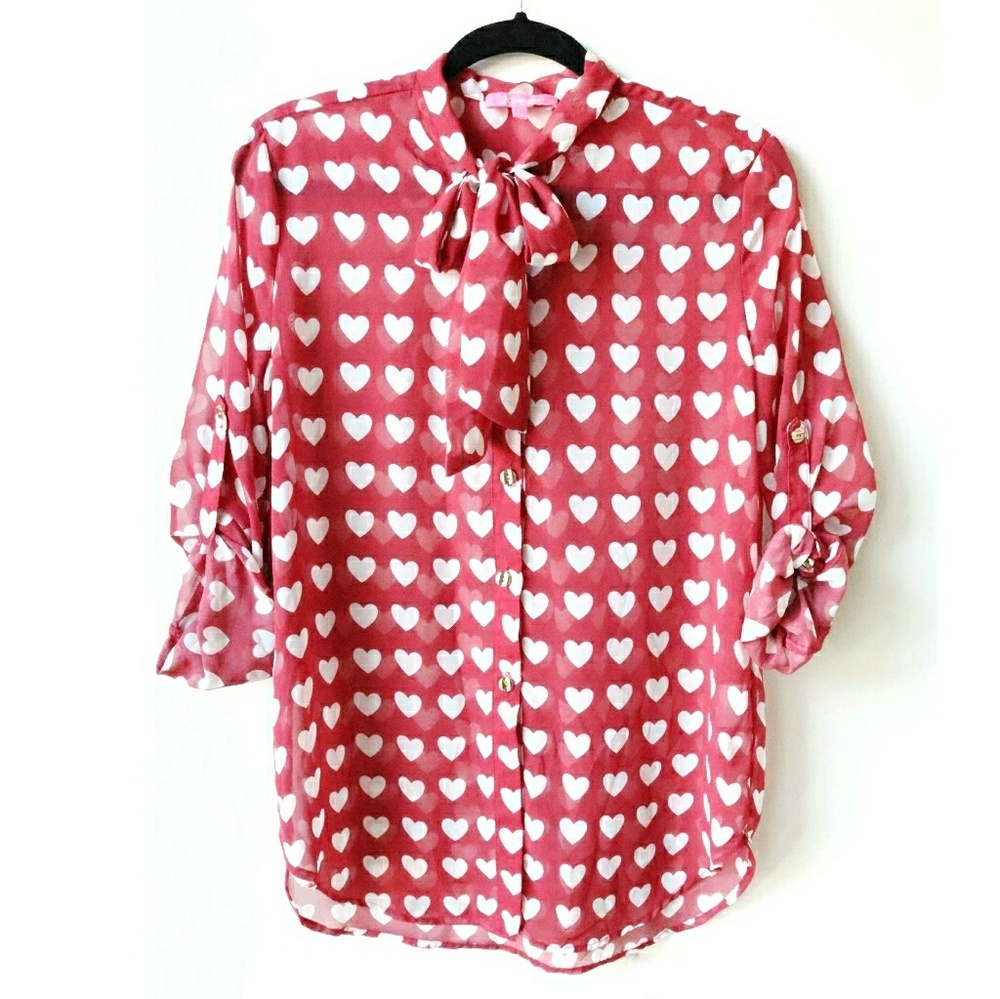 Red hearts woman's blouse